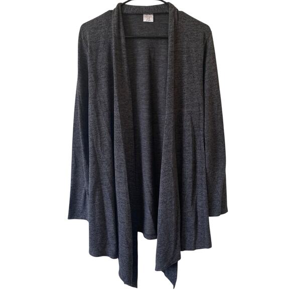 HELLO MELLO Flyaway Cardigan Lounge Sweater Heather Gray Size XL Asymmetrical - Picture 2 of 4